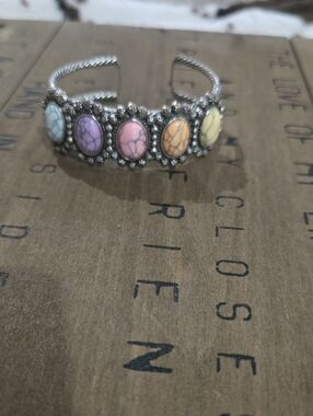 Multicolor Stone Cuff Bracelet - Women Jewelry